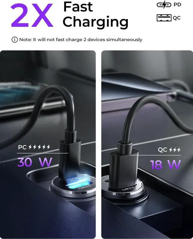 Alt view image 4 of 7 - LISEN 54W Car Phone Charger USB C, Cigarette Lighter Adapter, Car Accessories for iPhone, USB C Car Charger Adapter USBC Type C 12v, for 17 iPhone 16 Pro Max 15 14 13 12, Samsung Google iPad Andorid