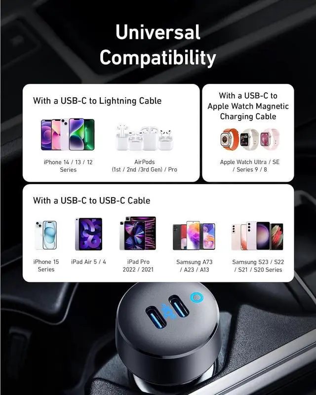 Alt view image 6 of 7 - USB C Car Charger 40W 2-Port PowerIQ 3.0 Type C Adapter iPhone 16 Car Charger PowerDrive III Duo with Power Delivery for iPhone 16/15/14/13