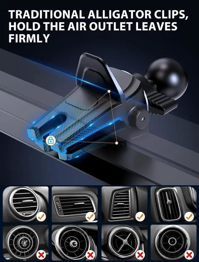 Alt view image 7 of 7 - Wireless Car Charger 15W Fast Charging Auto-Clamping Car Charger Phone Mount Air Vent Cell Phone Holder Compatible iPhone 16/15/14/13/13 Pro/12 pro/12/11  Galaxy S23/S22/S21/S20 etc