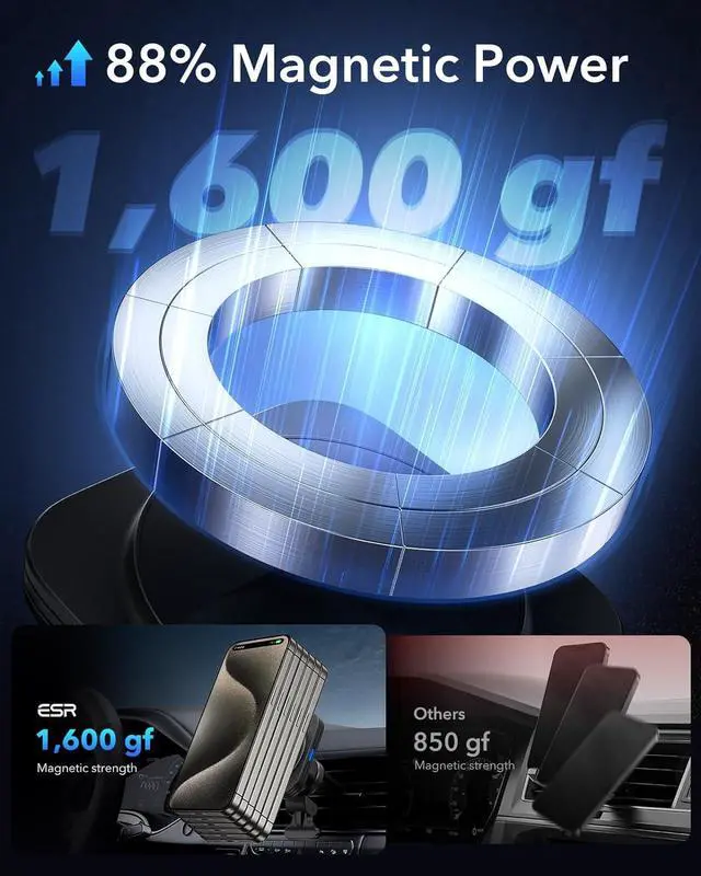 Alt view image 4 of 7 - for MagSafe Car Mount Charger 15W Magnetic Wireless Car Charger Compatible with MagSafe Car Charger Air Vent Dashboard Phone Holder Mount for iPhone 16 15 14 13 12 Galaxy S25 Fast Charging