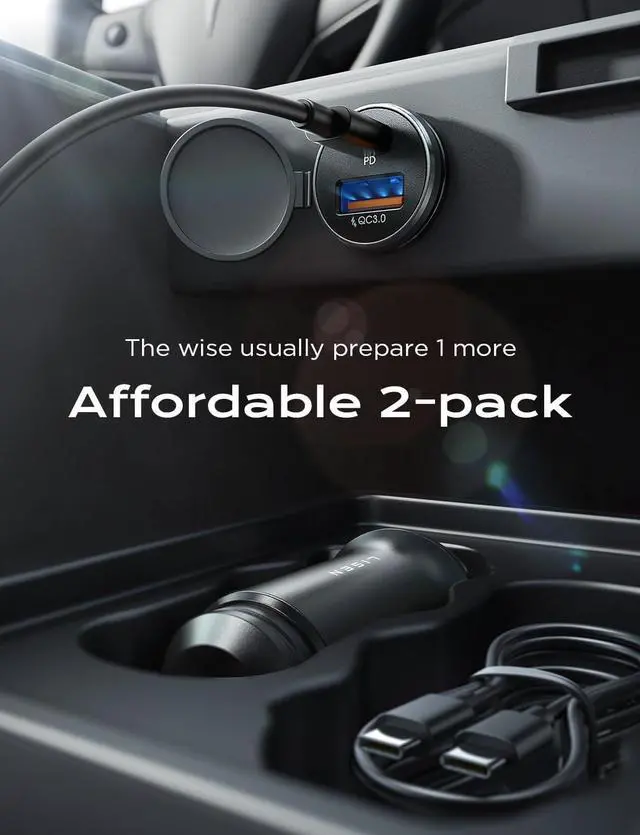 Alt view image 7 of 7 - Super Fast iPhone 16 Car Charger USB C [Alloy] 2 Pack 54W iPhone 15 Type C Car Charger Fast Charging Cigarette Lighter Adapter for 17 iPhone 16e Pro Max Plus/15  Galaxy Z Fold 7 S25 Ultra