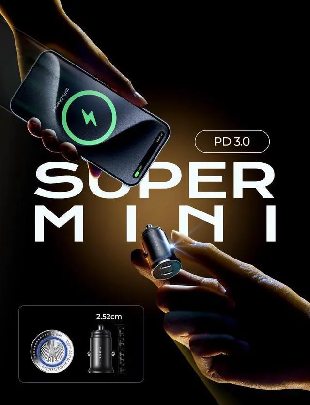 Alt view image 7 of 7 - LISEN USB C Car Charger Adapter, 60W Dual Port QC 3.0 Type C Adapter, Car Phone Charger Fast Charge USB C Cigarette Lighter Adapter for iPhone 15 14 13 12 X XS Pro Max Mini, Samsung Galaxy iPad Pro