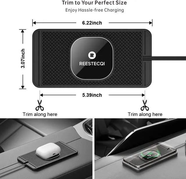 Alt view image 6 of 7 - Magnetic Wireless Car Charger Pad, 15W Wireless Charging Pad for Magsafe Charger Wireless Charger for Car Non Slip Type C with 40W Car Charger for iPhone 15/14/13/12,  (1M Cable)