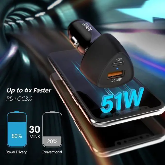 Alt view image 3 of 7 - (10pack)  USB C Fast Car Charger 51W Dual Ports PD/PPS&QC3.0, Cell Phone Automobile Chargers, for AP Smart-Phones and Android Charger, Compatible with iPhone 16/15 Pro/14 Mini/iPhone 13