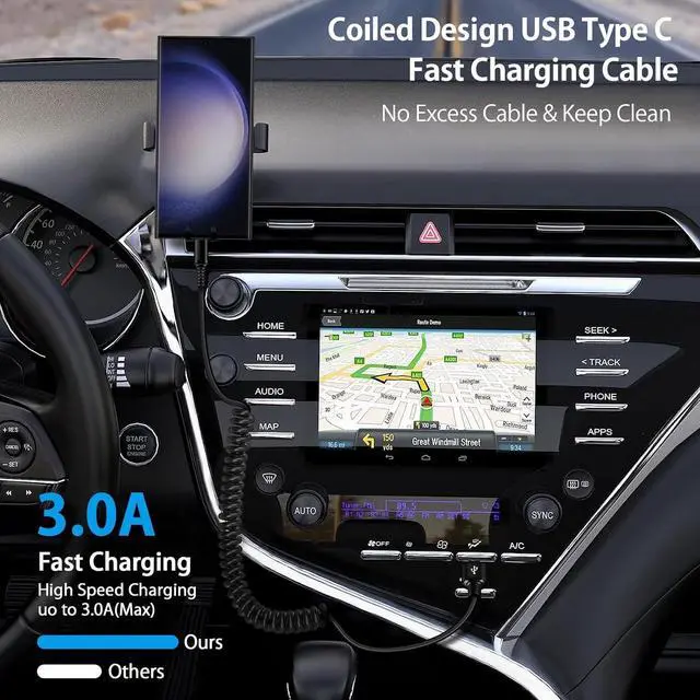 Alt view image 4 of 7 - Android Auto USB C Cable for Car  Charger Cord Type C Fast Charging Coiled Cell Phone Power Cord 3FT 2Pack for  Galaxy A17 A36 A16 A14 5G A54 S25 S24 S23 S22 S21 S20 A53 Pixel 8 7a 7 6a