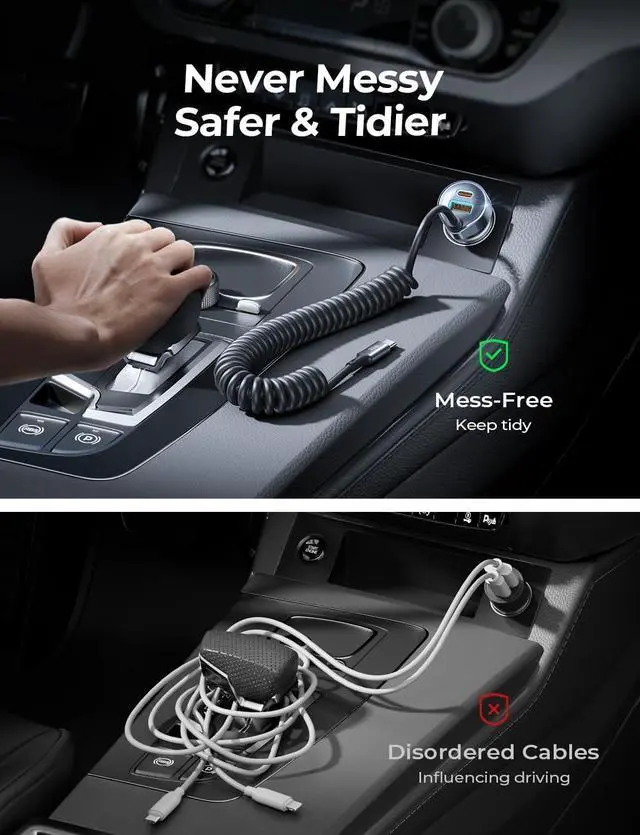 Alt view image 7 of 7 - 65W Car Charger USB C Fast Charging for iPhone 16 15 Pro Max Super Fast Type C Car Charger Adapter Fit iPhone 16e 15 Pro Max Plus iPad Pro  Galaxy S25 S24 Ultra Pixel Android Black