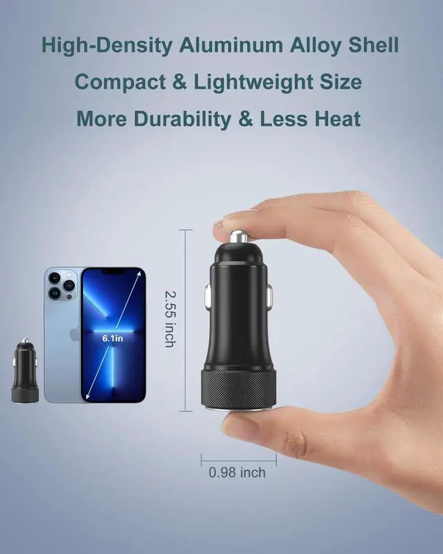 Alt view image 6 of 7 - USB C Car Charger, OKRAY 3-Pack 36W Fast Charging Dual USB Fast Car Charger PD3.0&QC3.0 Type C+Type A 12v Cigarette Lighter Adapter for iPhone 16e 16 15 14 13 12 Pro Max, Samsung Galaxy S25 A35 Note20