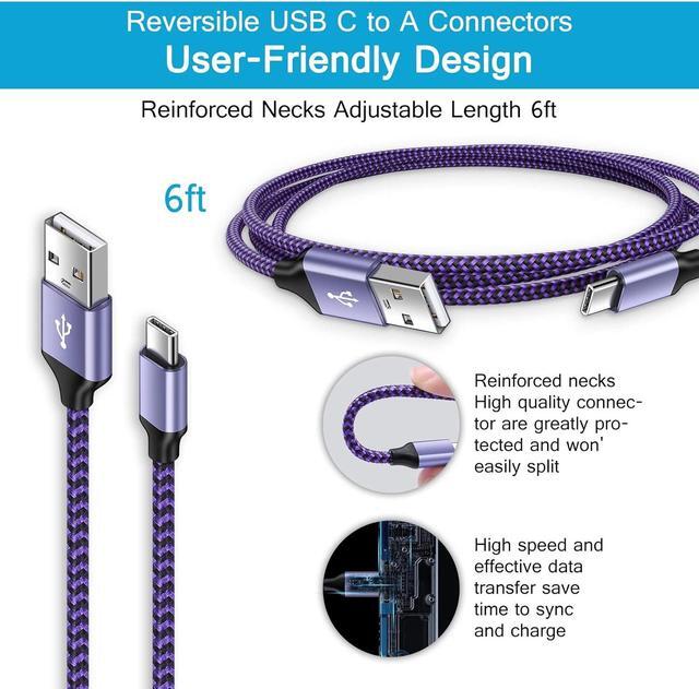 Alt view image 3 of 7 - [6FT,2 Pack] Android Fast Charging Cable C Port Charger Cord USB A to Type C Cell Phone Long Wires for Samsung Galaxy S24/S22/S23 Ultra/S21/S20/A54/A14/A15/A55/A35,Google Pixel 8a/7/8pro/8/6,iPhone 15