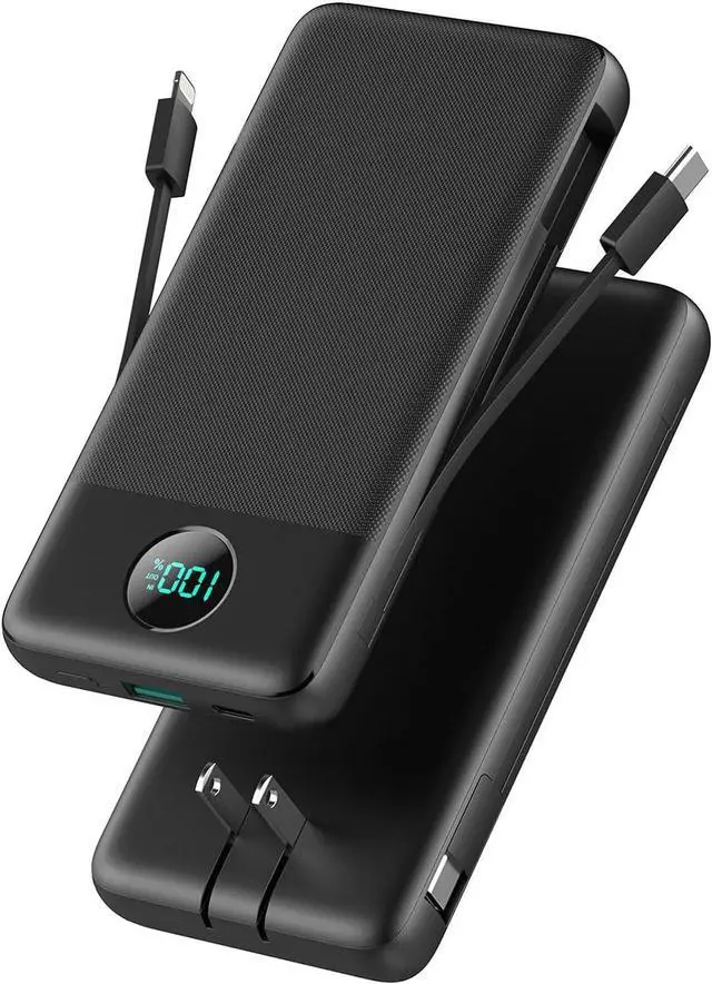 Main image of Portable Charger USB C Power Bank with 2 Built in Cables & AC Wall Plug 13800mAh Portable Battery Pack Fast Charging Compact LED Display Universal Compatible with iPhone 16/15 Galaxy S23 Tablets etc
