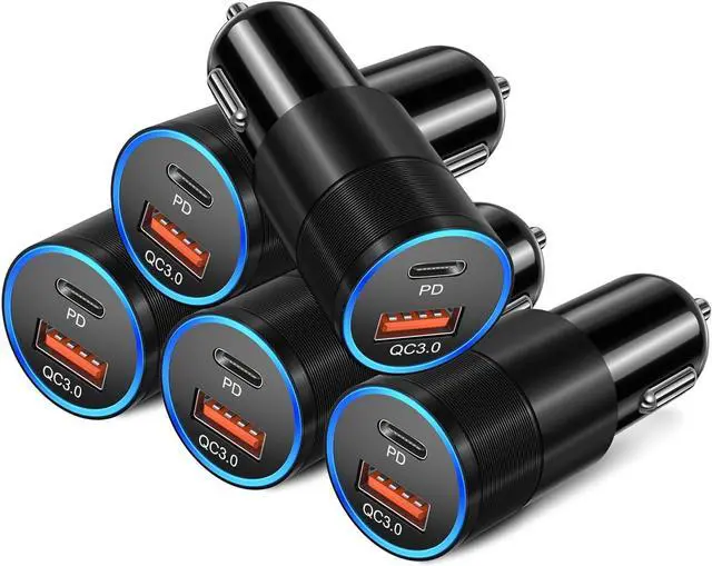 Main image of USB C Car Charger 5 Pack 36W Dual 12V USB C & USB A Car Charger Adapter QC+PD 3.0 Fast Charging Cigarette Lighter for iPhone 15 14 13 12 11 Pro Max  S24 S23 S22 Google Pixel Android