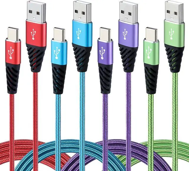 Main image of Type C Charger Cable 10FT 4-Pack Fast Charging Cord USB A to USB C Cell Phone Charger Nylon Braided Compatible with  Galaxy S10 S9 S8 Note 10 9 Pixel LG V30