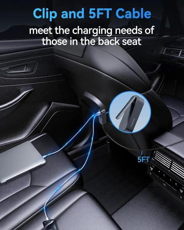 Alt view image 5 of 7 - Rocoren 105W 6-Port Multiport Car Charger, PD Fast USB C Car Charger for Multiple Devices,Cigarette Lighter Adapter Car Travel Essentials for Road Trips with 5FT Cable,Car Accessories for 17 iPhone 16