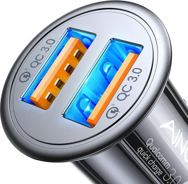 Main image of Super Fast Car Charger USB 17X Fast Charge for iPhone 16e 16 15 14 13 12 11pro x 8 Samsung S25 S24 S23 S22 AINOPE Android Car Charger Adapter 45W All Metal Lighter USB Quick Charge