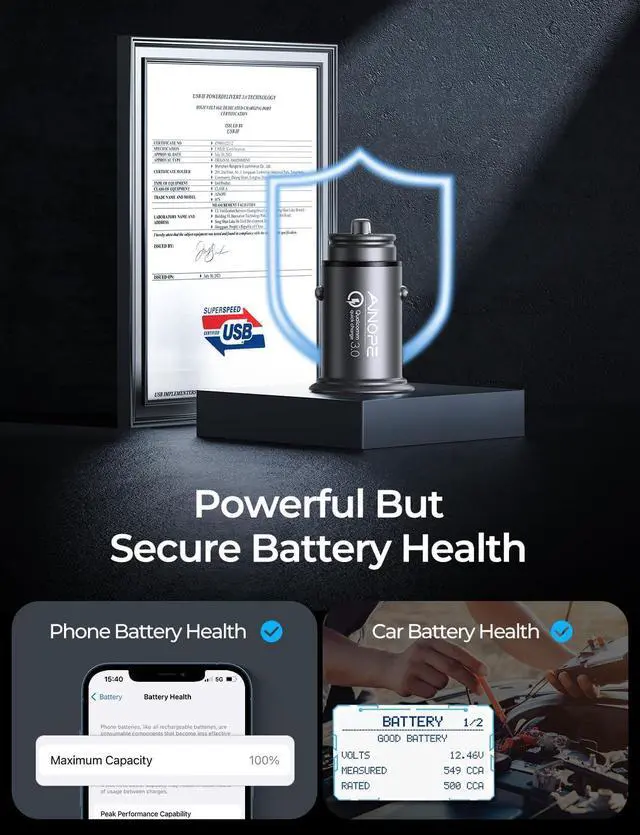 Alt view image 5 of 7 - Super Fast Car Charger USB 17X Fast Charge for iPhone 16e 16 15 14 13 12 11pro x 8 Samsung S25 S24 S23 S22 AINOPE Android Car Charger Adapter 45W All Metal Lighter USB Quick Charge