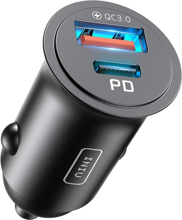 Main image of Car Charger Dual Ports [USB C 30W+USB A 30W] 5A QC 3.0 PD Fast Charge Car Charger Adapter All-Metal Mini USB C Car Charger for iPhone 15 14 13 Pro Max iPad  S21 MacBook Airpods Tablets