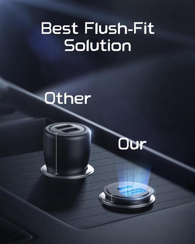 Alt view image 4 of 7 - Car Charger Dual Ports [USB C 30W+USB A 30W] 5A QC 3.0 PD Fast Charge Car Charger Adapter All-Metal Mini USB C Car Charger for iPhone 15 14 13 Pro Max iPad  S21 MacBook Airpods Tablets
