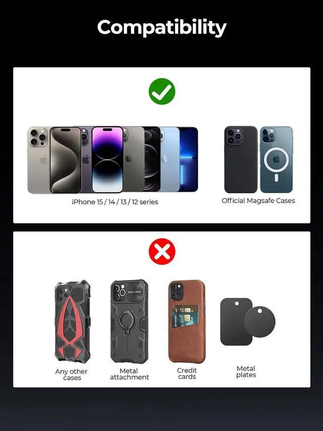 Alt view image 7 of 7 - Magnetic Wireless Car Mount Charger, Qi2 Certified 15W Ultra-Fast Compatible with Mag-Safe Car Charger, Air Vent Phone Holder Mount for iPhone 15/14/13/12 Series