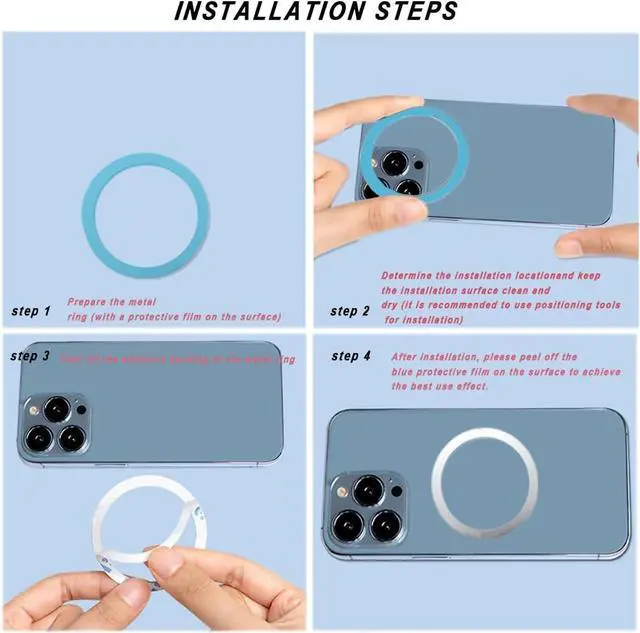 Alt view image 4 of 6 - 8 Pack Universal Metal Rings Sticker Compatible for Magsafe Magnetic Wireless Charger iPhone 15 14 13 12 Pro Mini Max Galaxy,(NO Magnet) Ultra-Thin Car Charger Conversion Accessories,(Black,White)