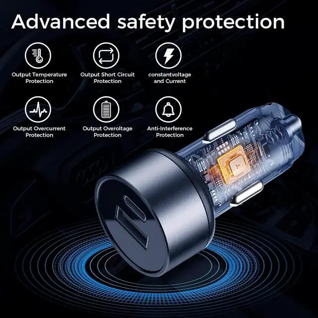 Alt view image 3 of 7 - USB C Car Charger 45W Quick Charge 3.0 Car Adapter with One 20W PD Port and One 25W Fast Charge Port
