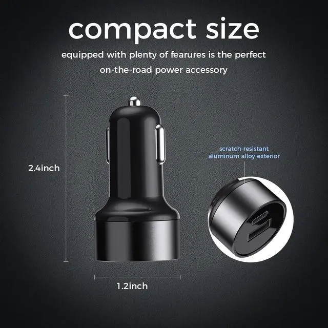 Alt view image 4 of 7 - USB C Car Charger 45W Quick Charge 3.0 Car Adapter with One 20W PD Port and One 25W Fast Charge Port