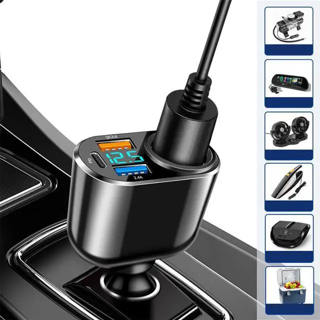 Alt view image 5 of 7 - 4 in 1 USB C Car Charger Multi USB Cigarette Lighter Adapter Socket Splitter with 4 Ports USB Type C PD Fast Car Charger SD Adapter for All Device Charging iOS & Android Cell Phones