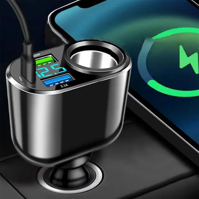 Alt view image 6 of 7 - 4 in 1 USB C Car Charger Multi USB Cigarette Lighter Adapter Socket Splitter with 4 Ports USB Type C PD Fast Car Charger SD Adapter for All Device Charging iOS & Android Cell Phones