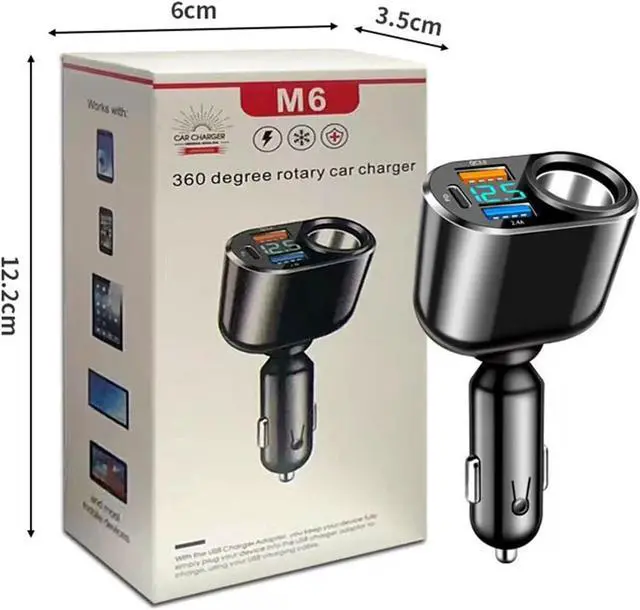 Alt view image 7 of 7 - 4 in 1 USB C Car Charger Multi USB Cigarette Lighter Adapter Socket Splitter with 4 Ports USB Type C PD Fast Car Charger SD Adapter for All Device Charging iOS & Android Cell Phones