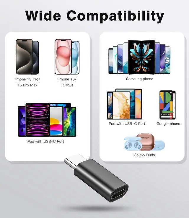 Alt view image 4 of 7 - for Lightning Female to USB C Male Adapter USB Type C Charger Connector for iPhone 15 Series Support 27W PD Fast Charger Data Transfer for  i-pad NOT for Audio/OTG with Anti-Lost Loop