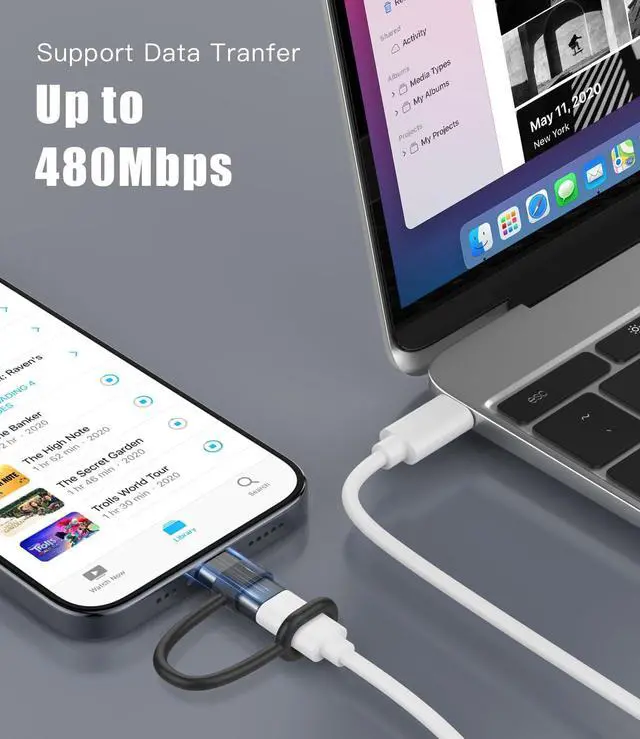 Alt view image 6 of 7 - for Lightning Female to USB C Male Adapter USB Type C Charger Connector for iPhone 15 Series Support 27W PD Fast Charger Data Transfer for  i-pad NOT for Audio/OTG with Anti-Lost Loop