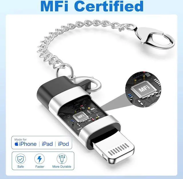 Alt view image 2 of 7 - 3Pack USB C Female to Lightning Male Adapter  MFI Certified Accessories for iPhone 14 Pro / 14 Pro Max / 14/14 Pius /13 Pro13 Pro/Max/13113 Mini/12 Pro/12 Pr Max/1212 Mini /11 Pro /11 Pro Max /1