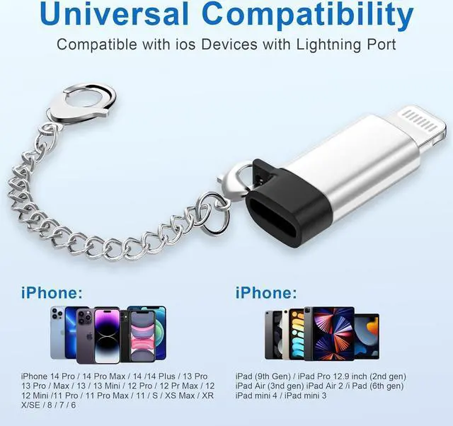 Alt view image 7 of 7 - 3Pack USB C Female to Lightning Male Adapter  MFI Certified Accessories for iPhone 14 Pro / 14 Pro Max / 14/14 Pius /13 Pro13 Pro/Max/13113 Mini/12 Pro/12 Pr Max/1212 Mini /11 Pro /11 Pro Max /1