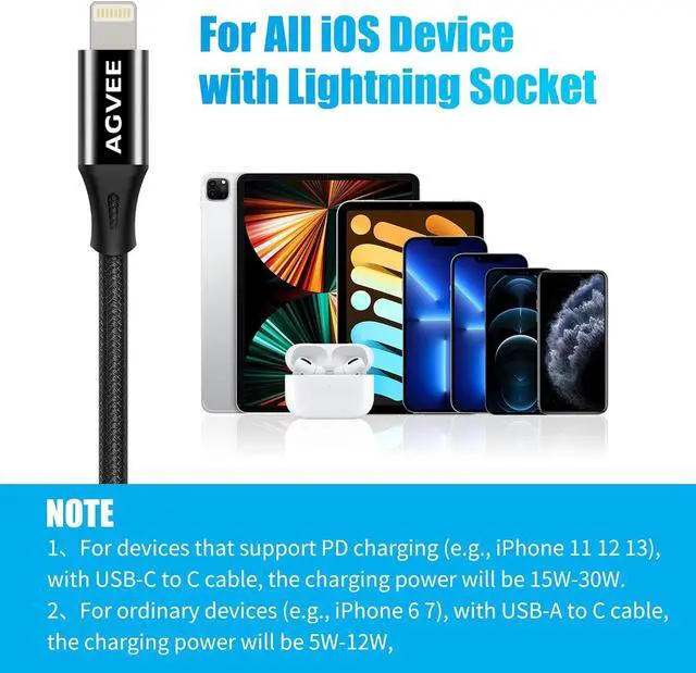 Alt view image 6 of 7 - 1 Pack 4 inch 30W USB-C Female to Lightning Cable Adapter Type-C to 8 Pin Male PD Fast Charging Converter Cord Connector for iPhone 14 13 12 11 Airpods iOS Device Carplay Black