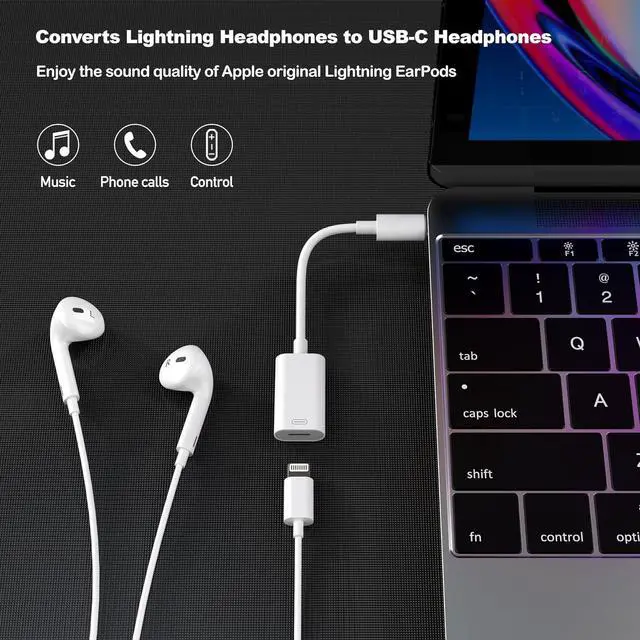 Alt view image 5 of 7 - USB-C Male to Lightning Female Adapter Pack-2 Type C to Lightning Converter for Audio Charge&Data Fit for Lightning EarPods iPhone 15 iPad MacBook Pro iMac and More Devices with USB-C Port