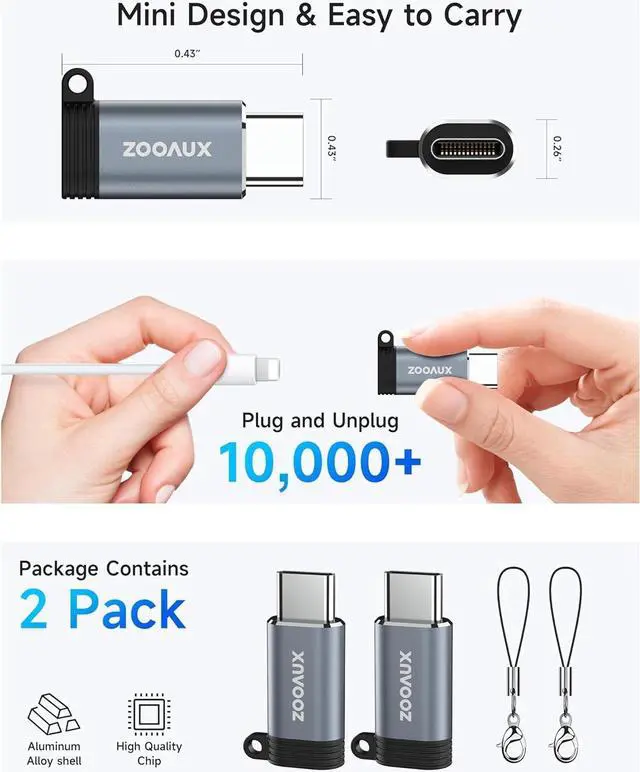 Alt view image 7 of 7 - 2 Pack Lightning to USB C Adapter USBC to Lightning Charger Adapter Converter for iPhone 15/15 Plus/15 Pro Max iPad Support Charging & Data Transfer Not for Audio/OTG