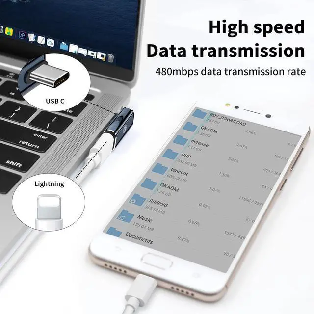 Alt view image 5 of 7 - 90 Degree Lighting to USB C Adapter 2-Pack Lightning Female to USB C Male Adapter Right Angle USB C Adapter Converter 35W PD Fast Charging for iPhone 15/15 Pro/15 Pro Max/15 Plus iPad Pro Galaxy Pixel