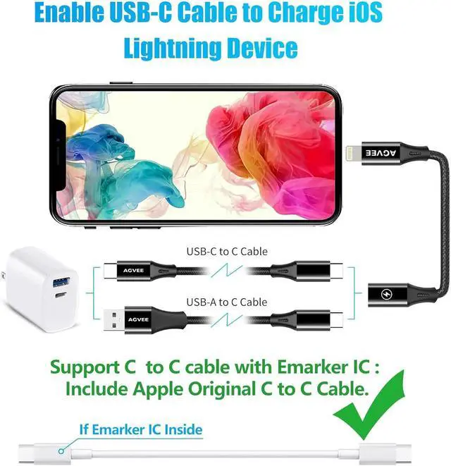 Alt view image 5 of 7 - 1 Pack 4 inch 30W USB-C Female to Lightning Cable Adapter Type-C to 8 Pin Male PD Fast Charging Converter Cord Connector for iPhone 14 13 12 11 Airpods iOS Device Carplay Black