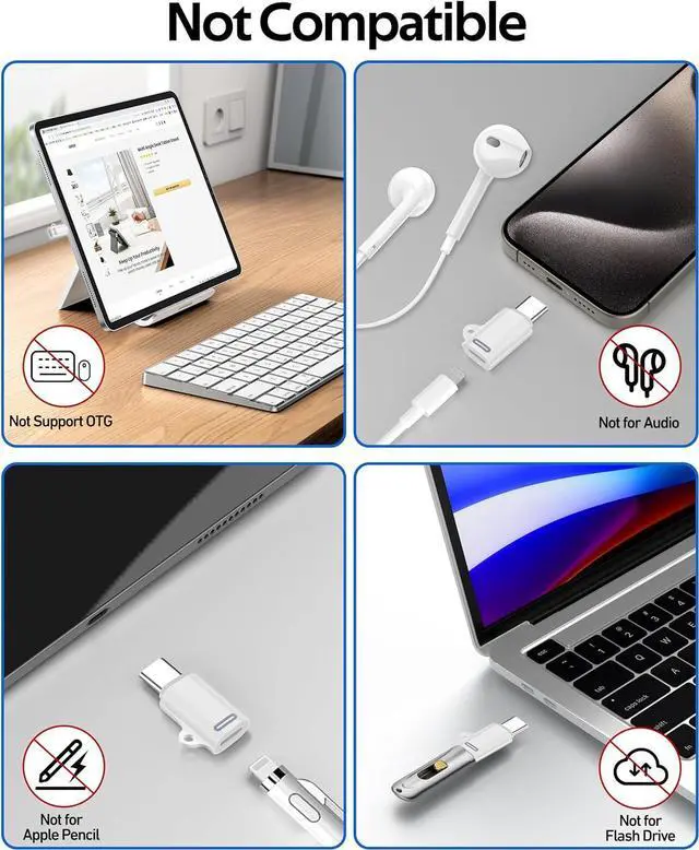 Alt view image 4 of 7 - 4 Pack Lightning to USB-C Adapter for iPhone 15/15 Pro Max 27W Fast Charging for iPhone 15/Plus/Pro/Pro Max and More Type C Devices Support Data Transmission Not Designed for Audio/OTG