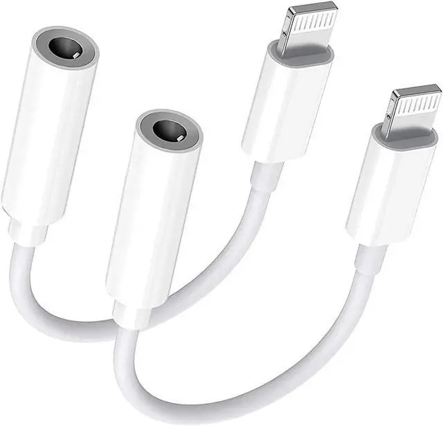 Main image of MFi Certified 2 Pack Headphone Jack Adapter Lightning to 3.5mm Earphone Jack Adapter 3.5mm Audio Cord Adapter Dongle Compatible with iPhone 14 Pro13 12 11 XS XR X 8 7 iPad iPod