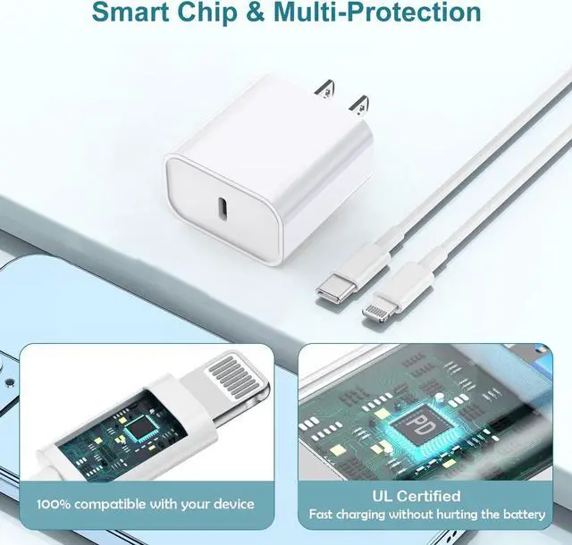 Alt view image 6 of 7 - iPhone Charger Fast Charging iPhone Fast Charger 2Pack Type C Fast Charger Block Plug Adapter 6FT USB-C to Lightning Cable Cord for iPhone 14/13/13 Pro/12 Pro/12 Pro Max/11/Xs Max/XR/X/SE iPad AirPods