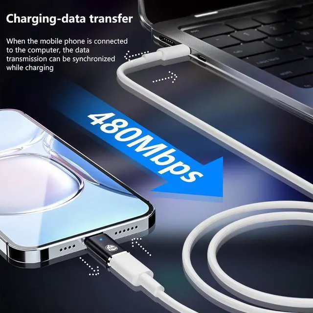 Alt view image 2 of 7 - USB C Lightning Adapter Support 35 W PD Pack of 2 for Lightning to USB-C Adapter Compatible with iPhone 15 Series/ and Other Type-C Devices for OTG/Data Transmission Black