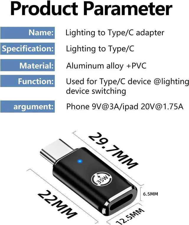 Alt view image 6 of 7 - USB C Lightning Adapter Support 35 W PD Pack of 2 for Lightning to USB-C Adapter Compatible with iPhone 15 Series/ and Other Type-C Devices for OTG/Data Transmission Black