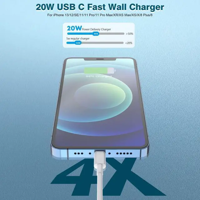 Alt view image 2 of 7 - iPhone Fast Charger Extra Long iPhone Charger Fast Charging 10Foot 2Pack i Phone Chargers 10FT USB C to Lightning Cable Cord Adapter for iPhone 14 Pro Max/14 Plus/13 Mini/13/12/11/X/XR/SE/iPad/AirPods