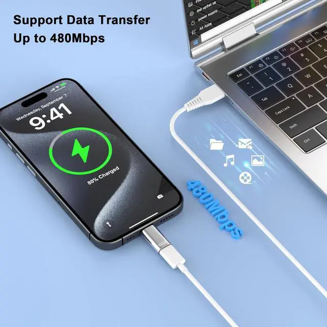 Alt view image 3 of 7 - [MFi Certified] Lightning to USB C Adapter 2 Pack Lightning Female to USB C Male Adapter Connector for iPhone 15/15 Plus/15 Pro/15 Pro Max/iPad Pro/Air/Mini Support Fast Charging & Data Sync