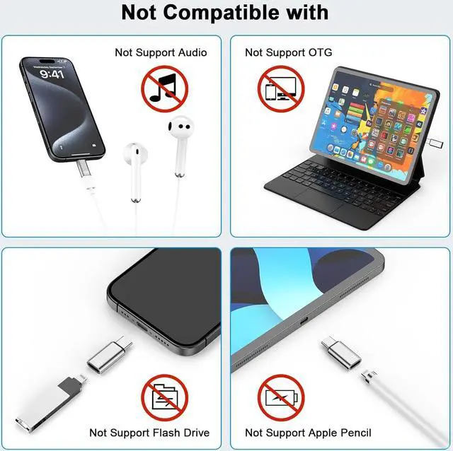Alt view image 6 of 7 - [MFi Certified] Lightning to USB C Adapter 2 Pack Lightning Female to USB C Male Adapter Connector for iPhone 15/15 Plus/15 Pro/15 Pro Max/iPad Pro/Air/Mini Support Fast Charging & Data Sync