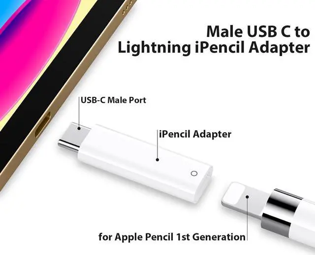 Alt view image 7 of 7 - USB C Adapter for Pencil 1st Generation USBC Pencil Charger Adapter USB-C to for Lightning Specific Compatible with 10th/11th Type C iPencil 1 Dongle Pen Connector Pair for A16 2025