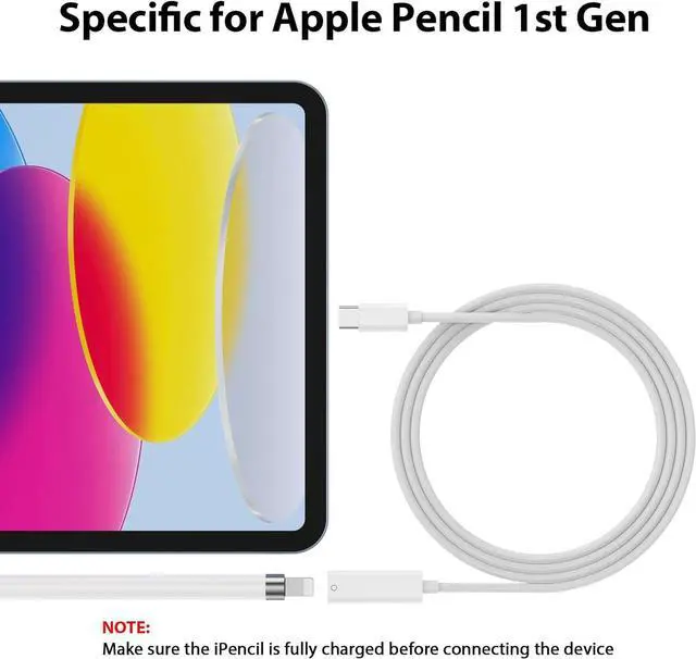 Alt view image 4 of 7 - Pencil Charger Adapter for  Pencil 1st Generation Pairing for iPad 10th USB C to Pencil Adapter Specific for iPencil 1st USB-C to Lightning Pencil Charging Connector Dongle Cable for iPad (A16)
