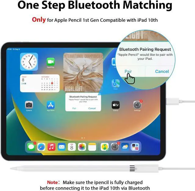 Alt view image 6 of 7 - Pencil Charger Adapter for  Pencil 1st Generation Pairing for iPad 10th USB C to Pencil Adapter Specific for iPencil 1st USB-C to Lightning Pencil Charging Connector Dongle Cable for iPad (A16)