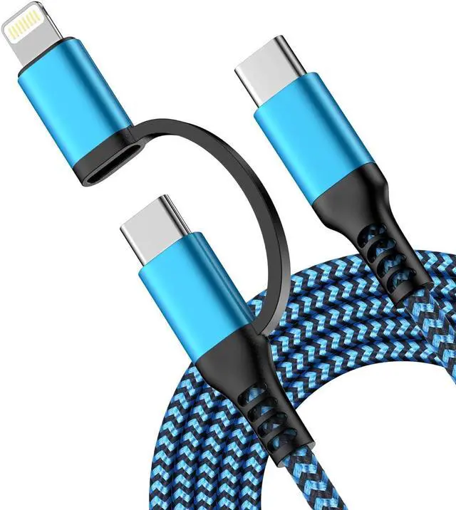 Main image of USB C to Lightning&USB C Cable [2-in-1/6ft] USB C Multi Charging with  Lightning/Type C Port iPhone Charger Cord Fast Charging for iPhone 15 14 13 12 11 Pro Max Mini iPad iPod  Google
