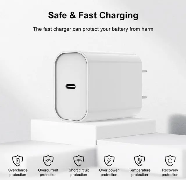 Alt view image 4 of 7 - [3x10FT] for iPhone Charger 20W USB C Fast Wall Charger with 10 ft USB C to Lightning Cable iPhone Charger Fast Charging Block with Long iPhone Chargers Cord for iPhone 14 13 12 11 Pro Max/XS-White