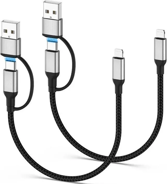 Main image of 1FT USB C to Lightning Cable Short [2-in-1] 2Pack Power Delivery USB C iPhone Charger Fast Charging [MFi Certified] 12inch Braided Type C to  Cord for iPhone 14 13 12 11 Pro Max XR XS 8 SE iPad